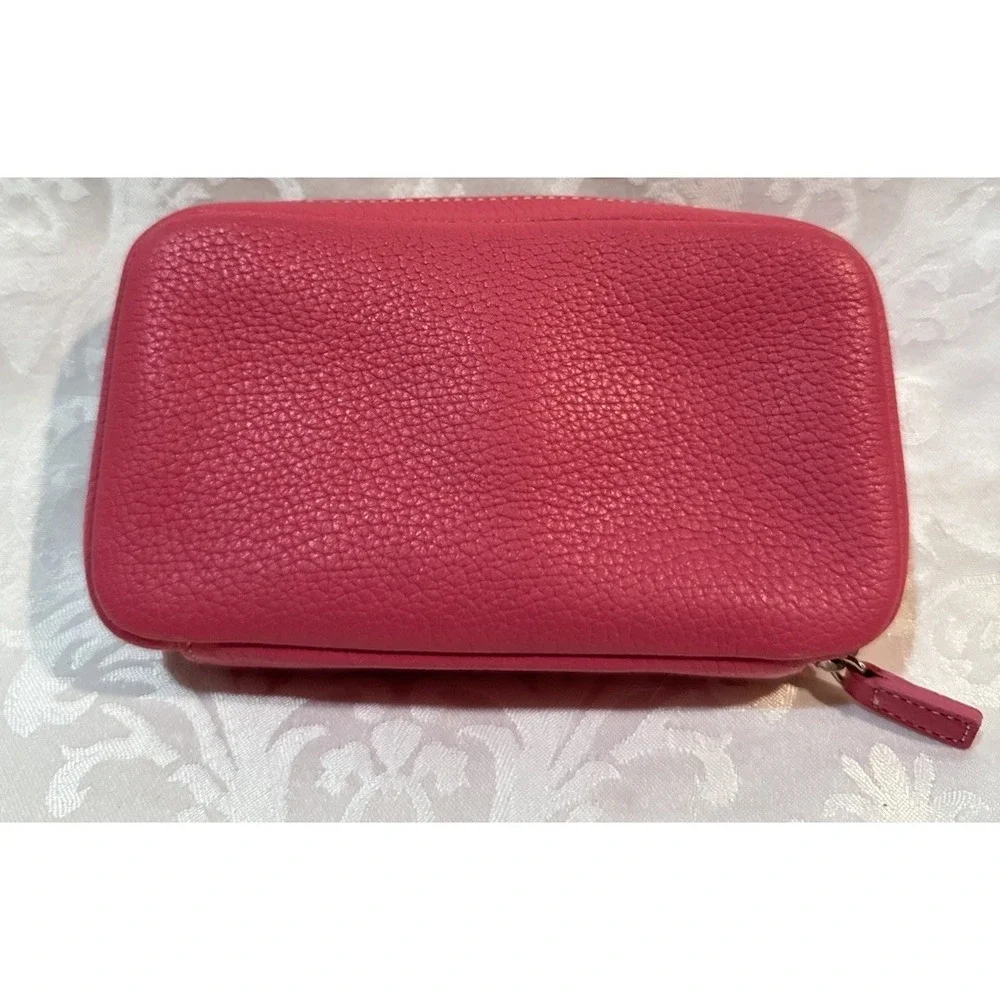 Coach hot pink zip wallet suede-lined multiple zipper compartments. 6